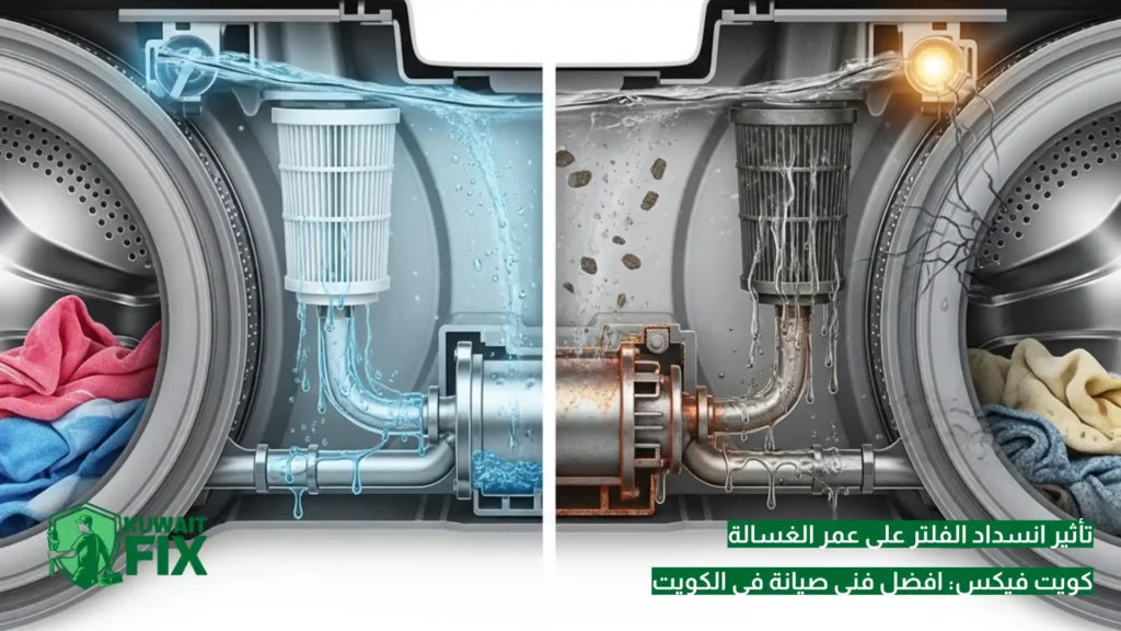 تأثير انسداد الفلتر على عمر الغسالة