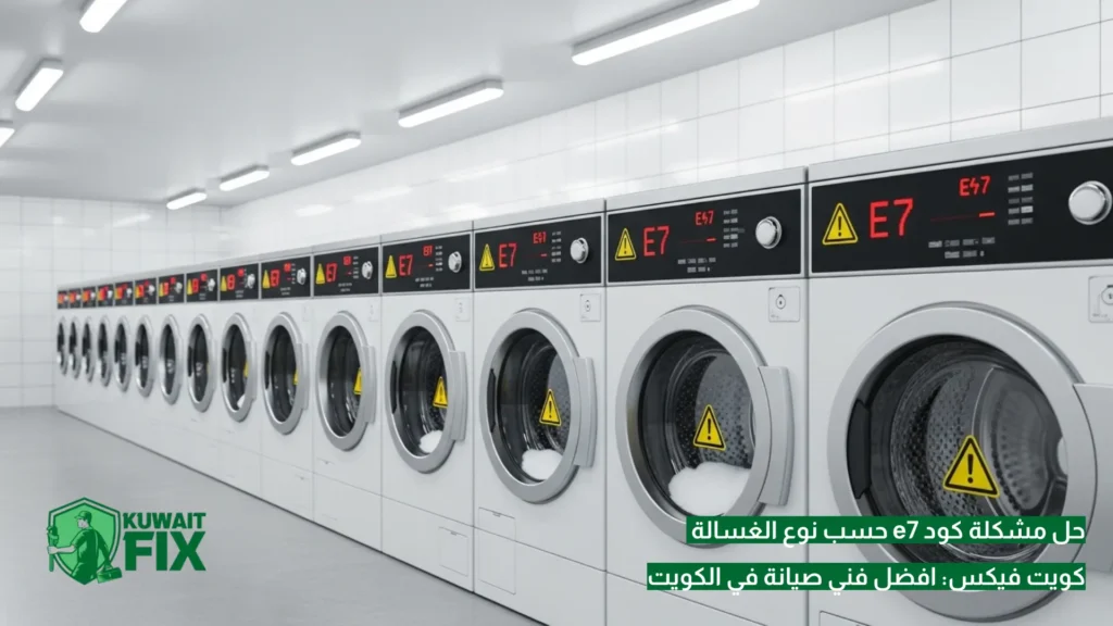 حل مشكلة كود e7 حسب نوع الغسالة